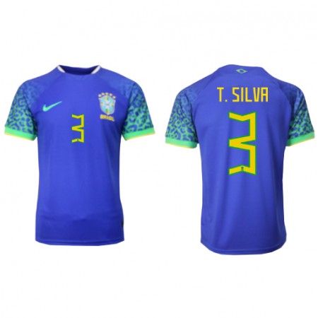 Brazylia Thiago Silva 3 Precz Koszulki Piłkarskie MŚ 2022 Krótki Rękaw